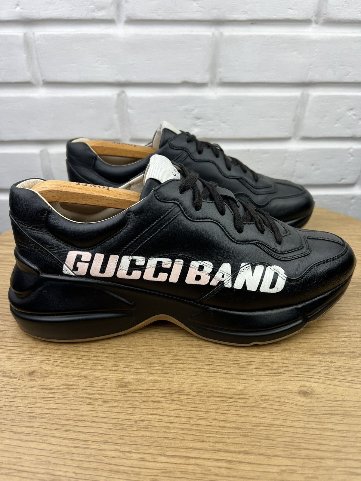 Gucci GUCCI Sneakers Leather Shoes Rhyton "Gucci Band" Black Men’s Size US 8.5 / EU 41-42 - 7 Thumbnail