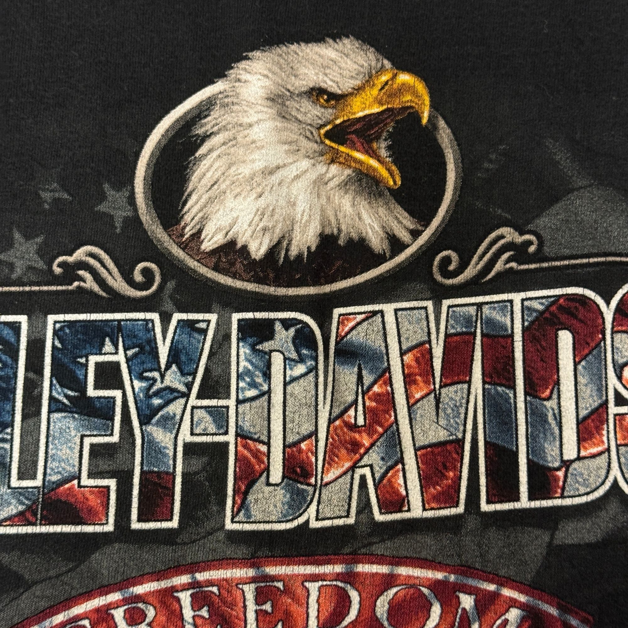Harley Davidson Motorcycle EAGLE American FLAG Spellout USA FREEDOM Biker T Size US XXL / EU 58 / 5 - 5 Thumbnail