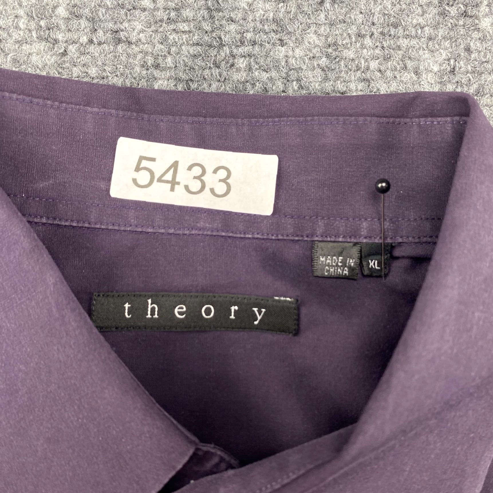 Theory Theory Shirt Mens XL Purple Stretch Long Sleeve Button Up Dress Cotton Spandex Size 46R - 8 Thumbnail