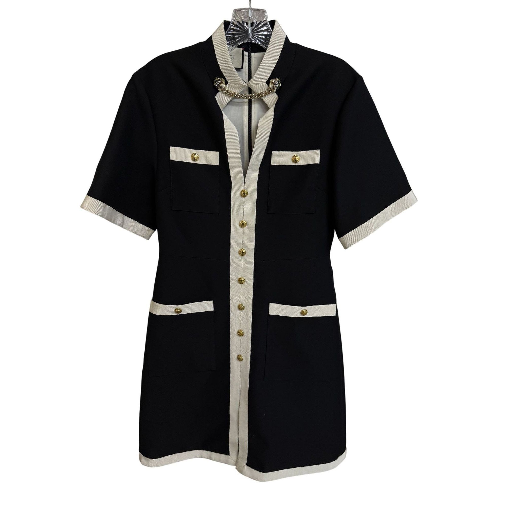 Gucci Gucci Womens Black & White Short-Sleeve Button-Up Blazer Dre Size S / US 4 / IT 40 - 1 Thumbnail