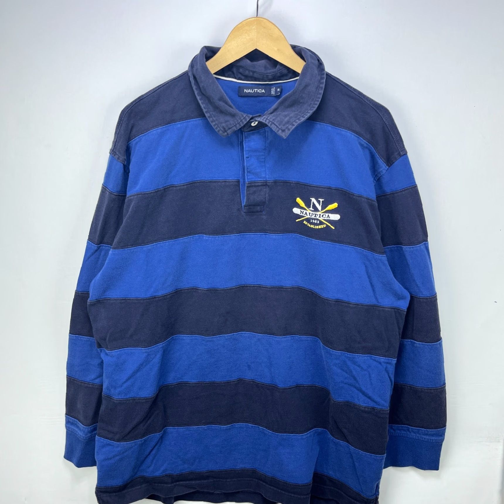 Nautica VINTAGE Nautica Rugby Polo Long Sleeve Shirt XL Men's Blue Polo XL Mens Size US XL / EU 56 / 4 - 2 Thumbnail