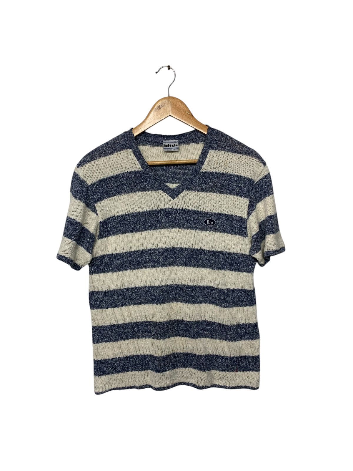 Japanese Brand Vintage 90's Bitch Skateboard V-Neck Knitwear T Shirt Size US M / EU 48-50 / 2 - 1 Thumbnail