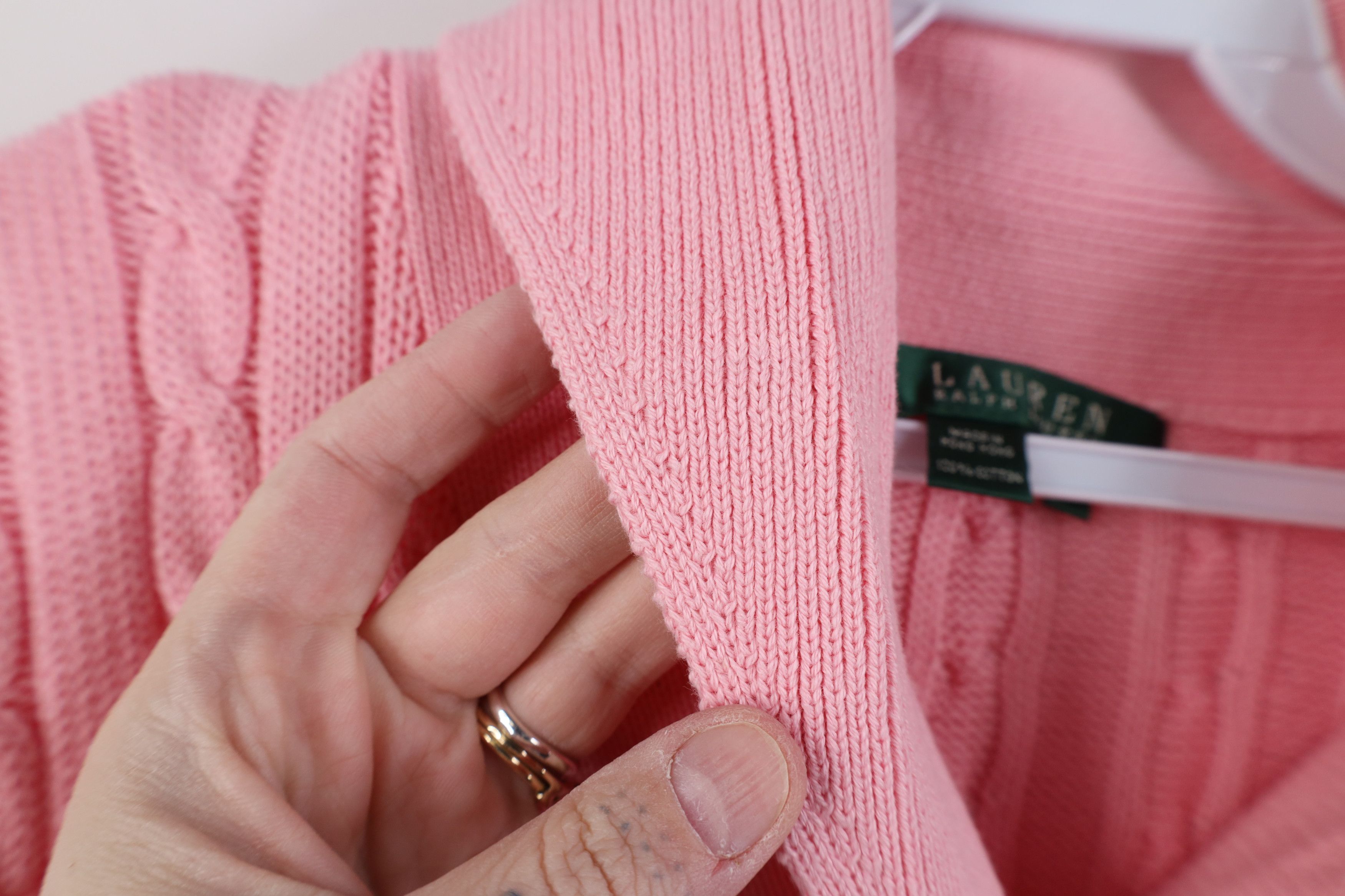 Polo Ralph Lauren Vintage 90s Ralph Lauren Cotton Cable Knit Shawl Sweater Size L / US 10 / IT 46 - 5 Thumbnail