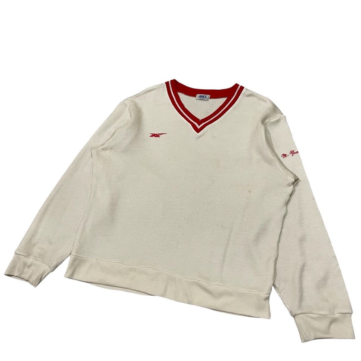 Asics Vintage 80s Asics Vneck Sweatshirt Warm Up Custom Made Size US XL / EU 56 / 4 - 2 Thumbnail