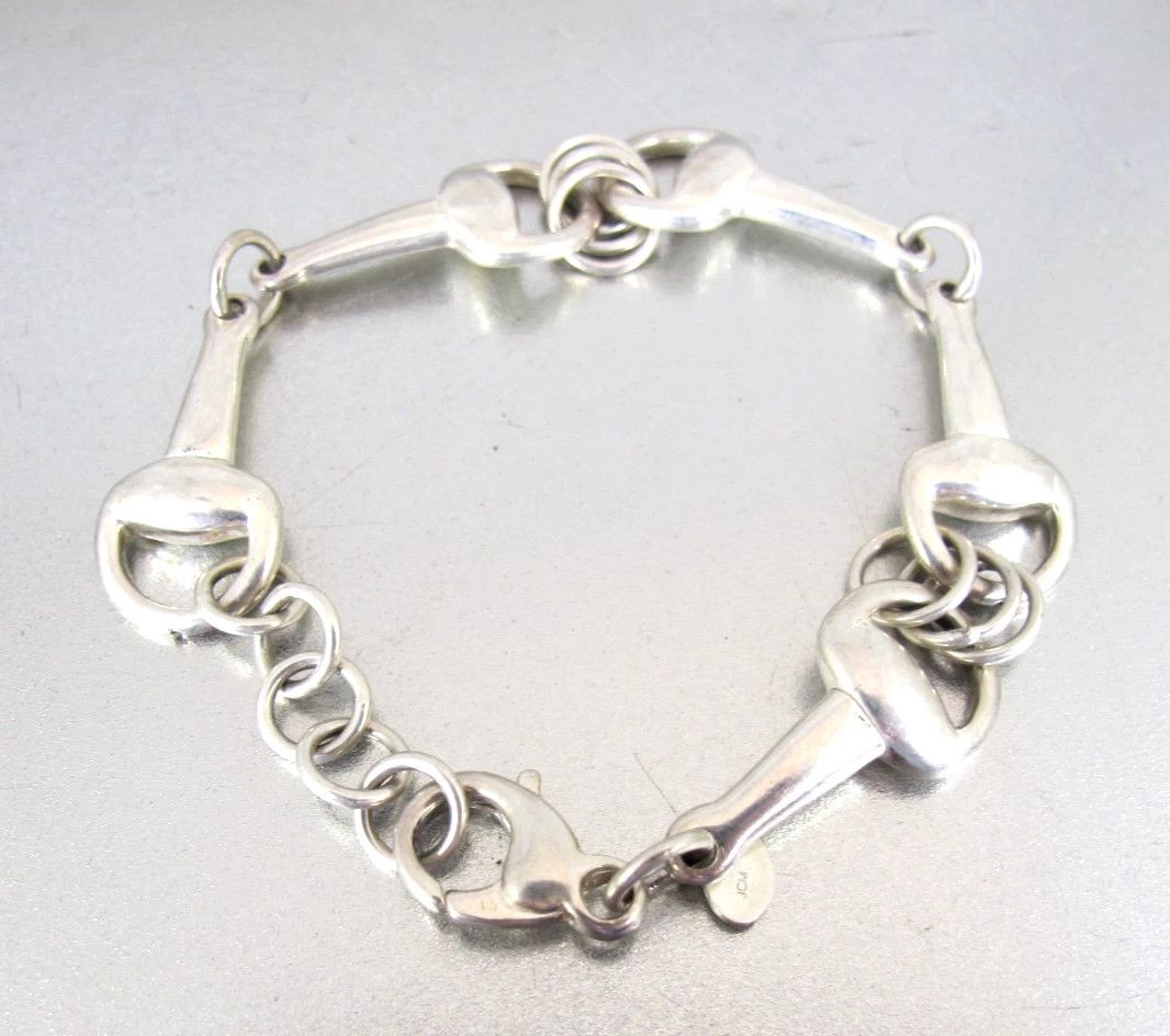 Jewelry Sterling Silver Bracelet Equestrian Horsebit Snaffle 8" Size ONE SIZE - 8 Thumbnail