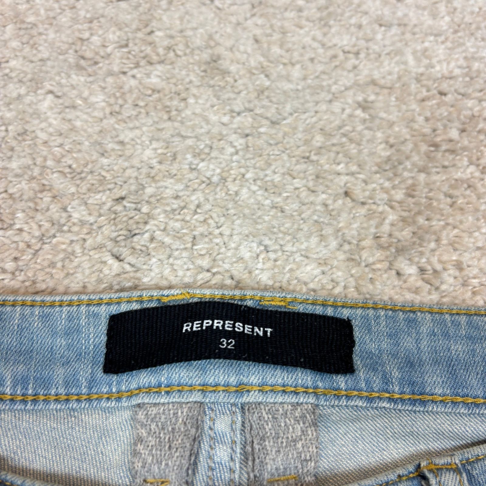 Represent Clo. Represent Essential Jeans Blue Cream Knee Destroyer 32x32 Size US 32 / EU 48 - 6 Thumbnail