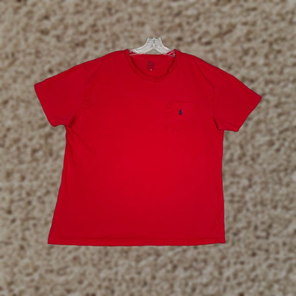Ralph Lauren Polo Ralph Lauren Shirt Adult Large Red Short Sleeve Crew 100% Cotton Pocket Size US L / EU 52-54 / 3 - 1 Thumbnail