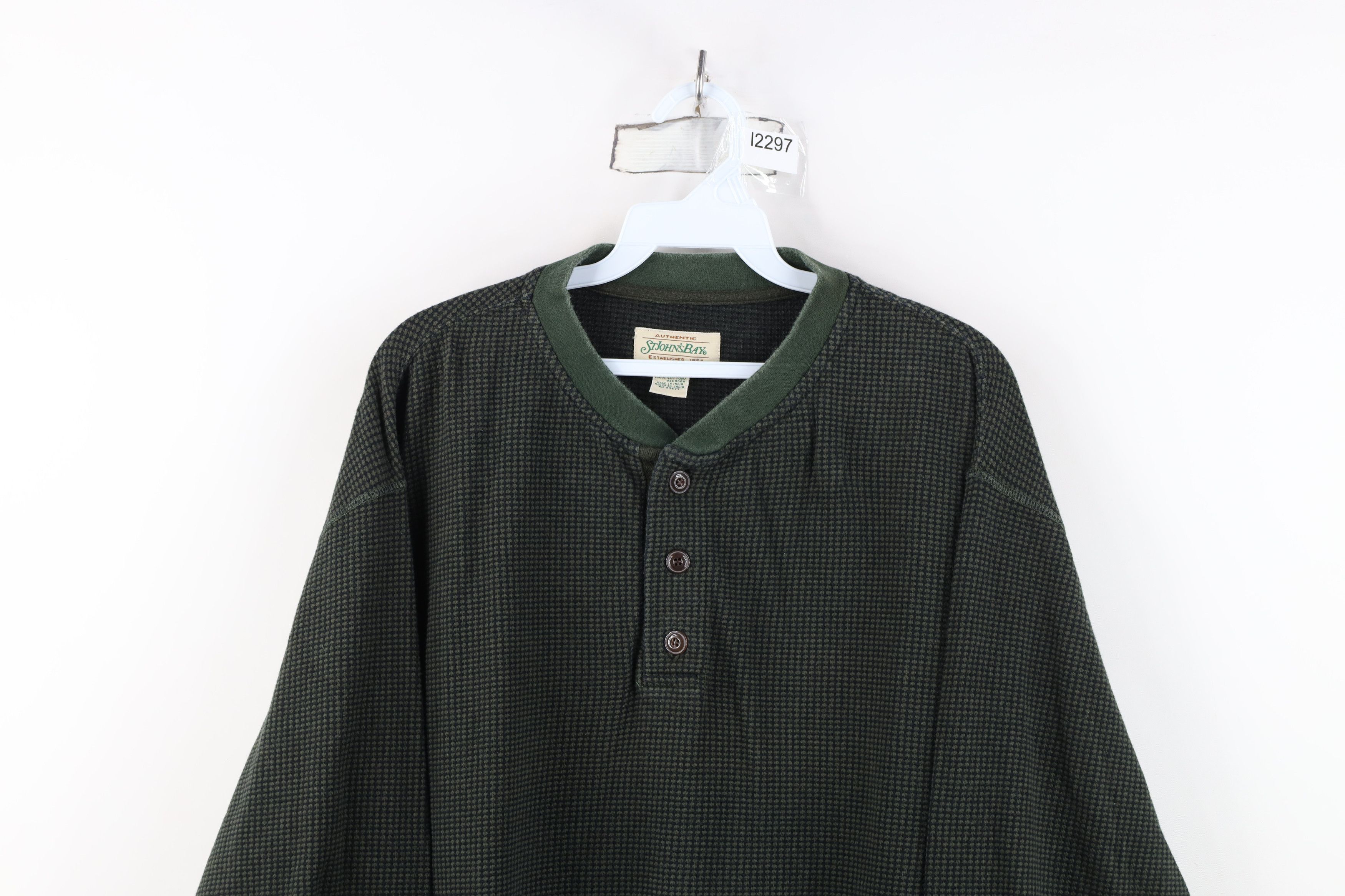 Vintage Vintage 90s Streetwear Thermal Knit Henley T-Shirt Size US L / EU 52-54 / 3 - 2 Thumbnail