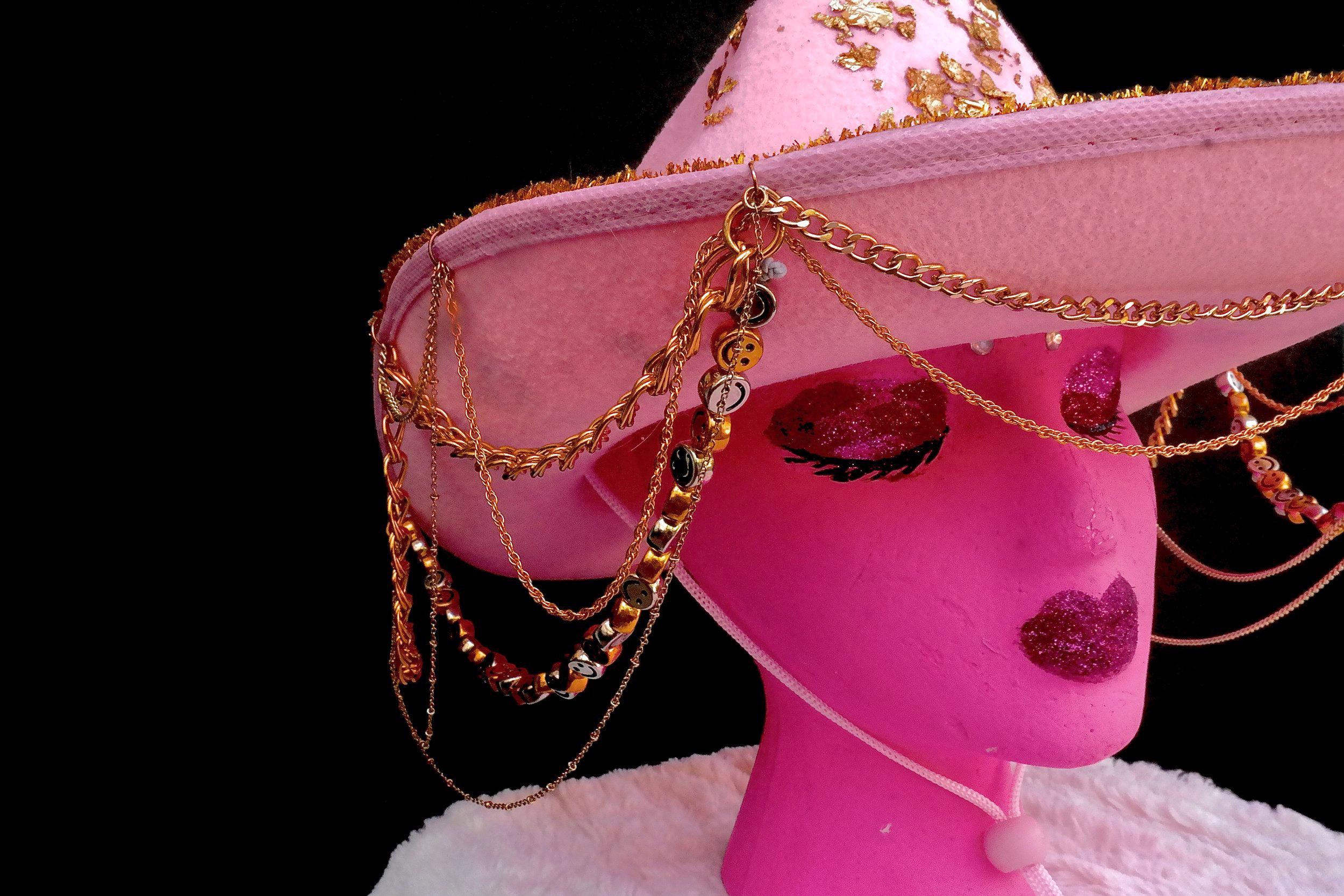 Handmade Pink Gold Leaf Cowgirl Hat Size ONE SIZE - 7 Thumbnail