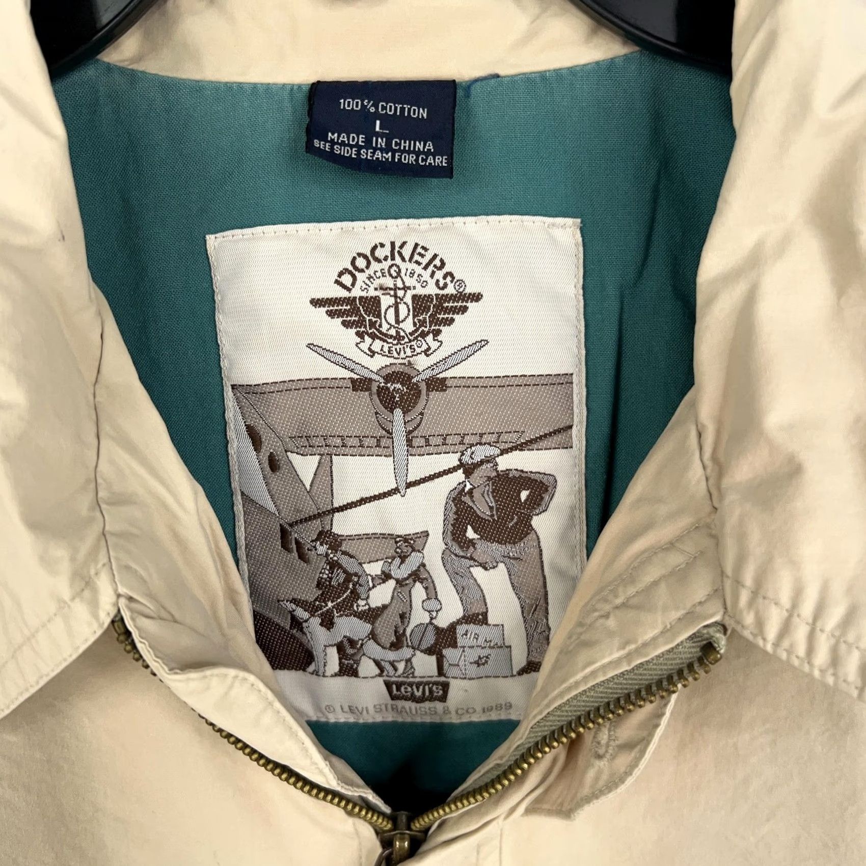 Dockers VINTAGE Dockers Jacket Mens XL Full Zip Bomber Coat Beige 80s 90s Size US L / EU 52-54 / 3 - 4 Thumbnail