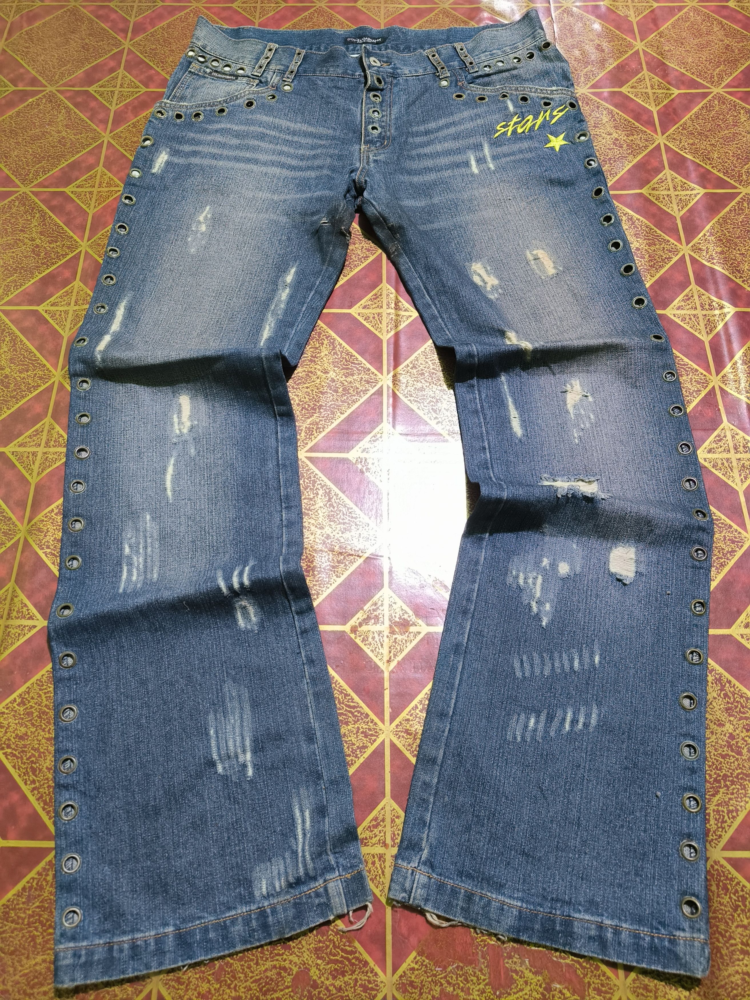 Dolce & Gabbana Dolce & Gabbana Eyelet Distressed Denim Size US 38 / EU 54 - 3 Thumbnail
