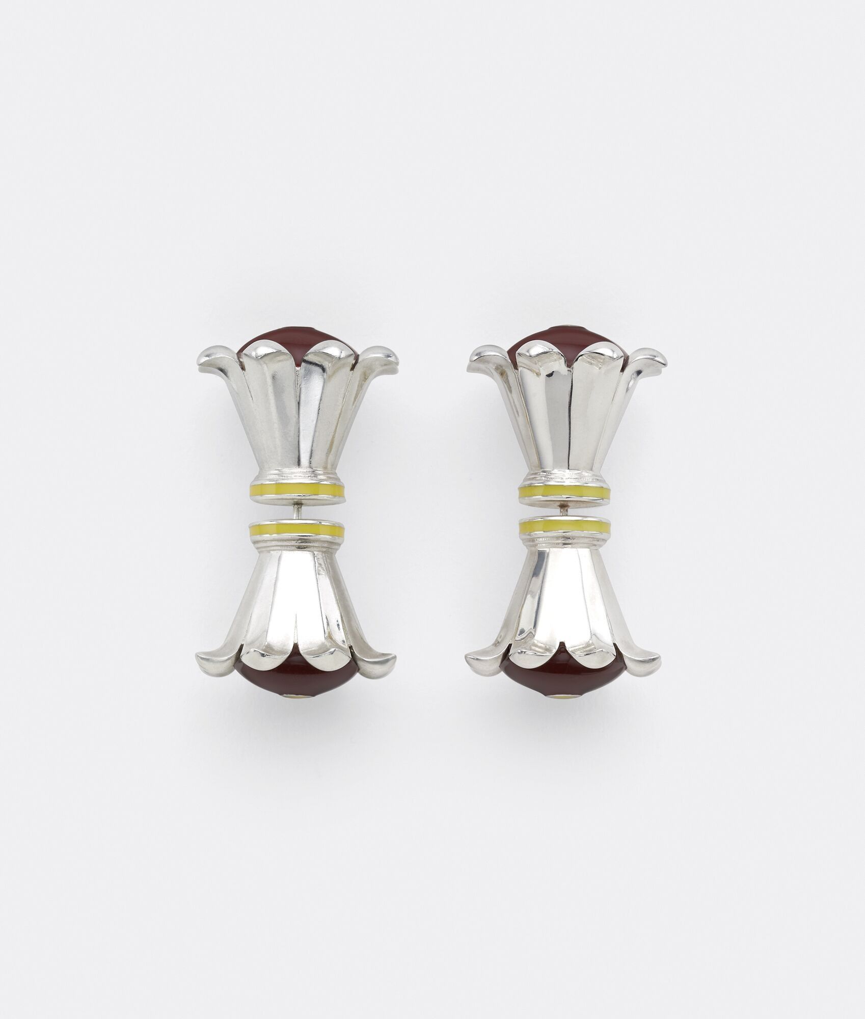 Bottega Veneta o1n1vont0425 Size: OS / Pillar Earrings in Burgundy/Silver Size ONE SIZE - 3 Thumbnail