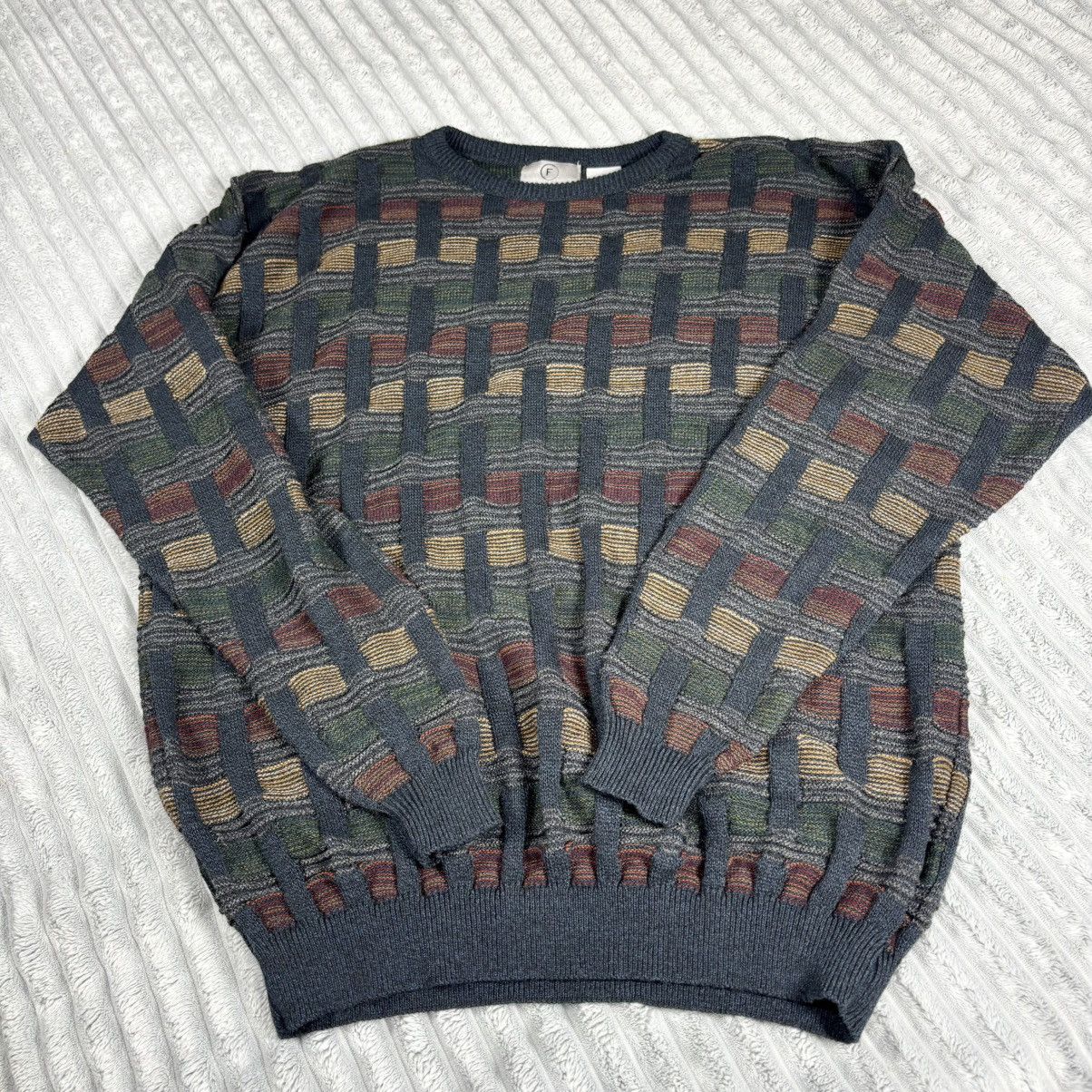Farah Farah Mens 2xL VTG 90s Textured Multicolored KnitSweater Size US XXL / EU 58 / 5 - 10 Thumbnail