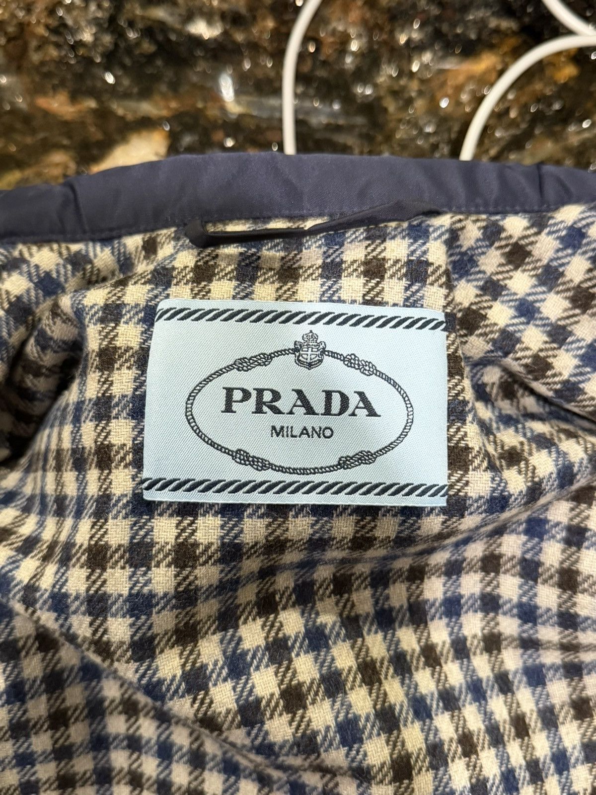Prada Prada Re-Nylon Padded Checked Line Blouson Navy Jacket Size XXS / US 00 / IT 34 - 16 Thumbnail