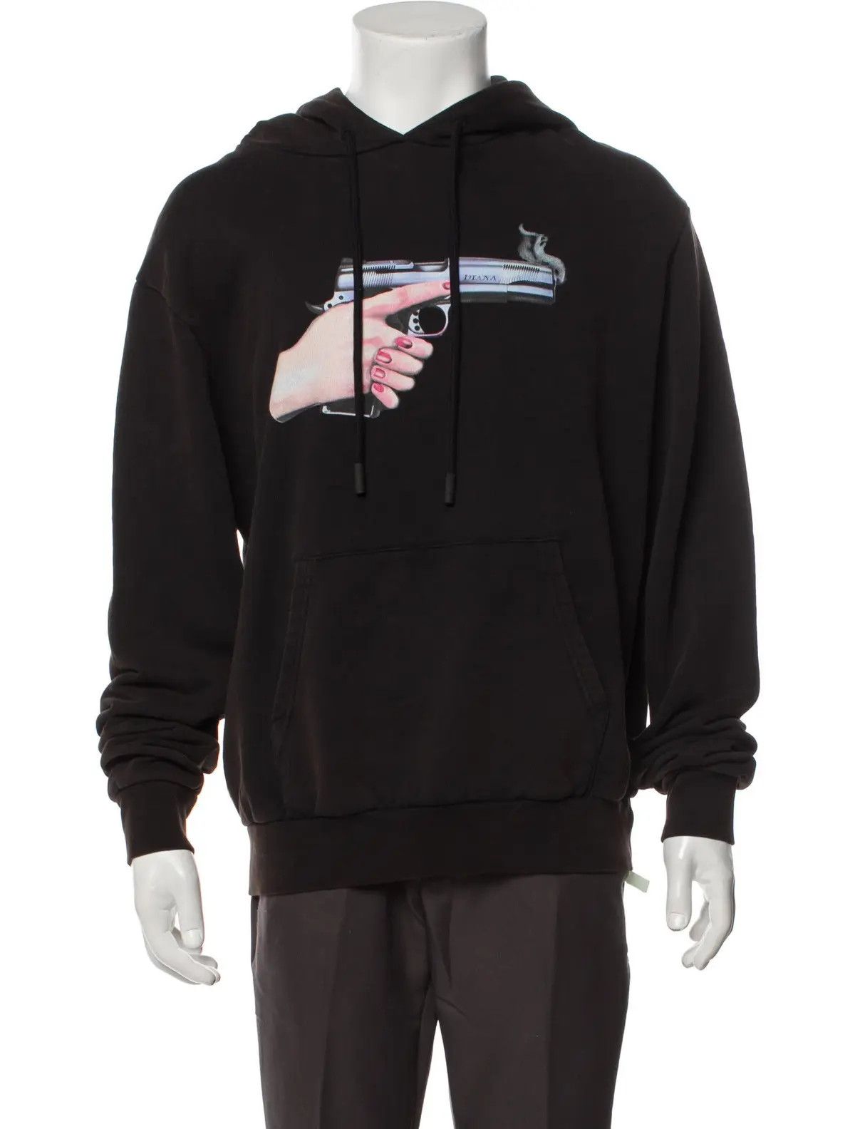 Off-White Aged Black Diana Gun Diagonals Oversized Hoodie Size US S / EU 44-46 / 1 - 6 Thumbnail