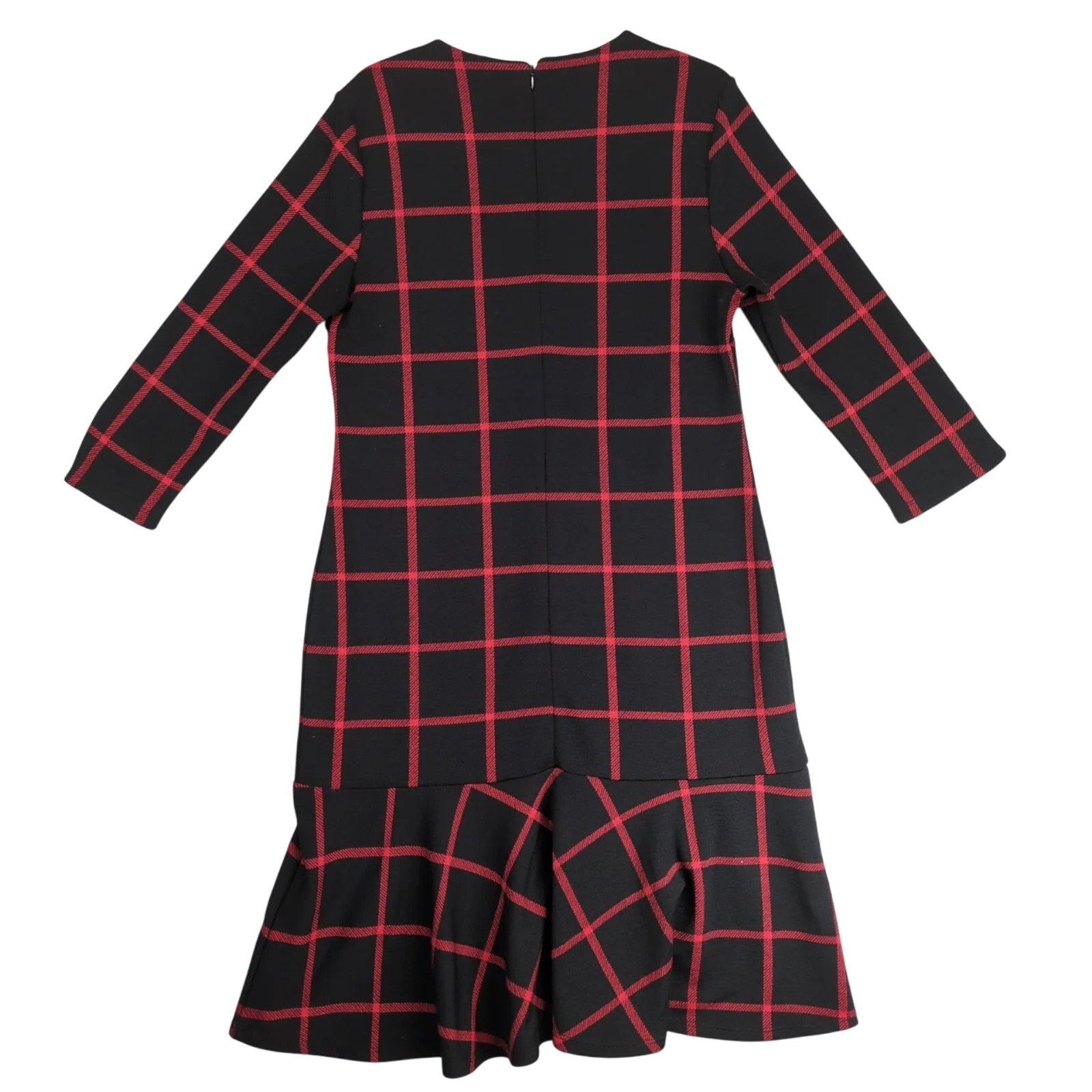 Other Appleseed's Red Black Plaid Knit Dress Sz 10 Ruffle Hem Size L / US 10 / IT 46 - 2 Thumbnail