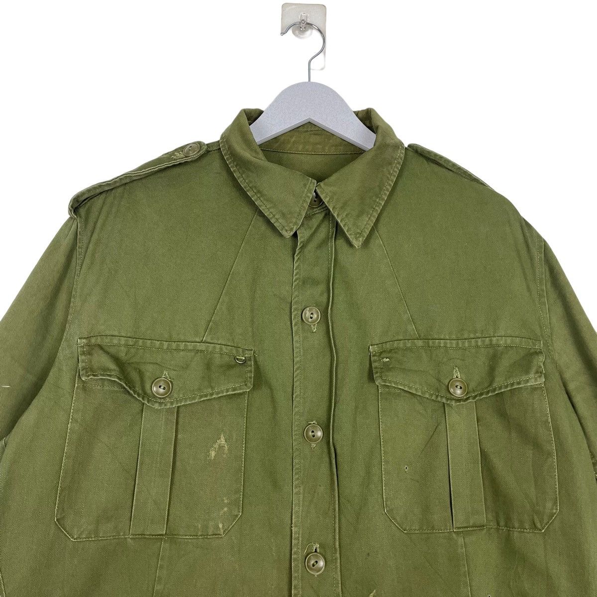 Vintage 💥70s OG ARMY BUTTON FIELD JACKET SHIRT Size US L / EU 52-54 / 3 - 2 Thumbnail