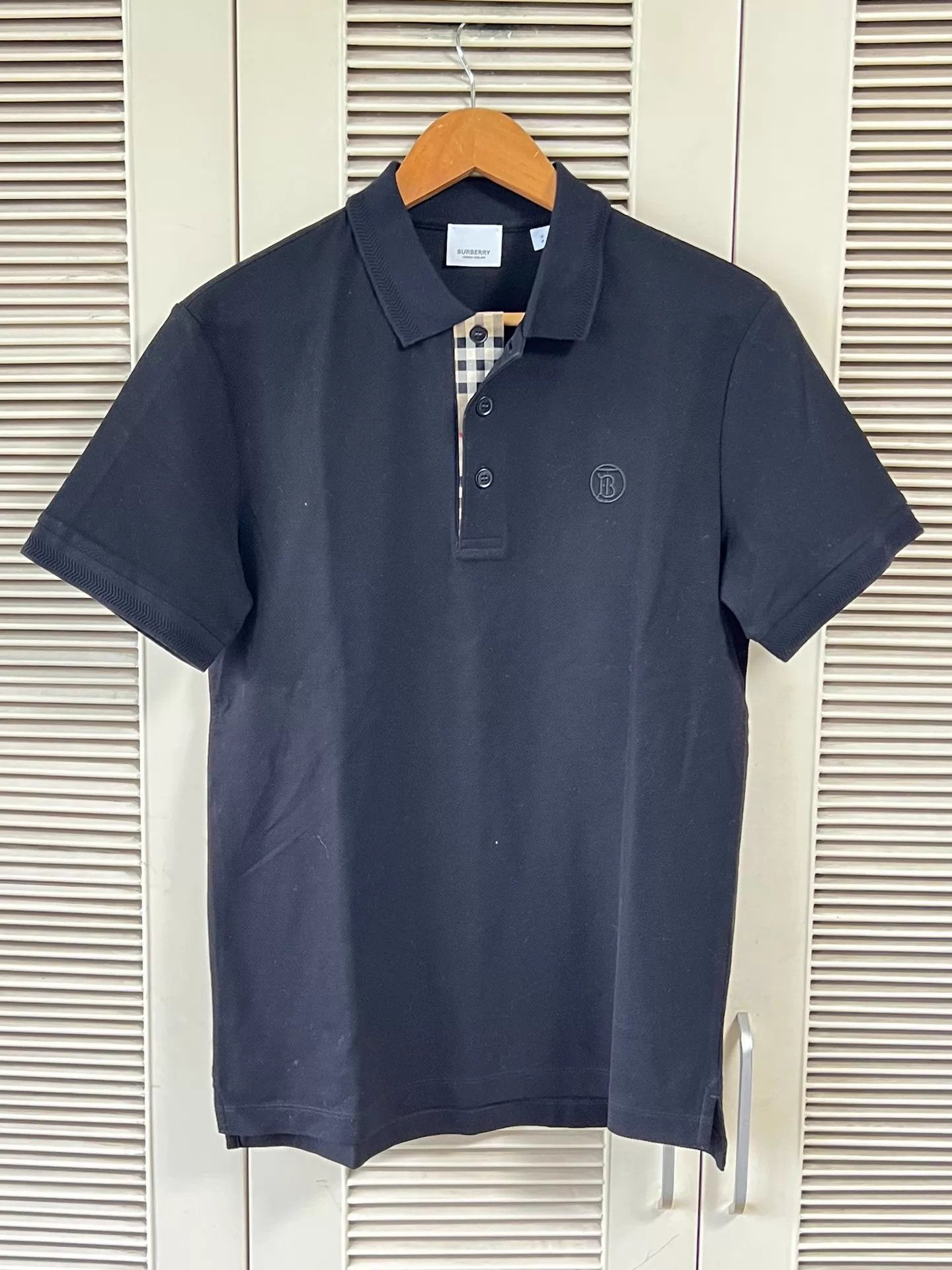 Burberry Burberry Men's Black Check Collar Polo Shirt S Size US S / EU 44-46 / 1 - 1 Thumbnail