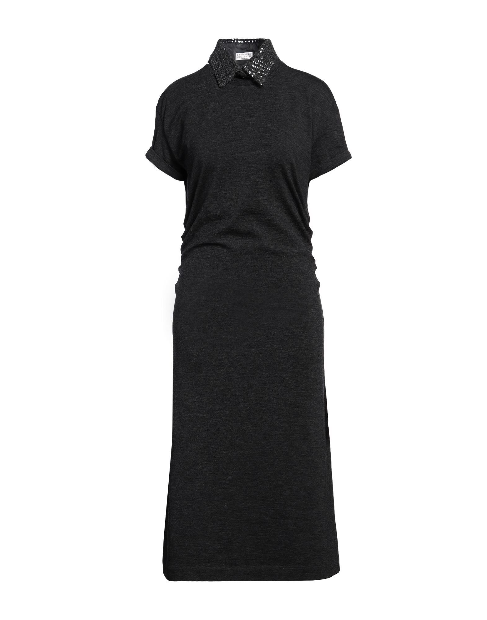 Brunello Cucinelli o1la1rc1a0325 Midi Dress in Black Size XL / US 12-14 / IT 48-50 - 1 Thumbnail