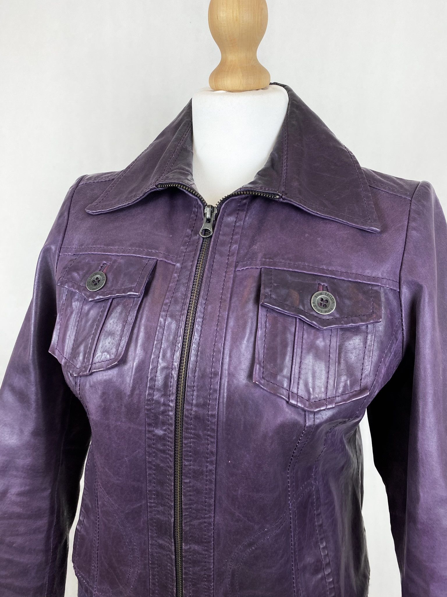 Genuine Leather × Vintage real leather jacket purple rare big pullers Size S / US 4 / IT 40 - 6 Thumbnail