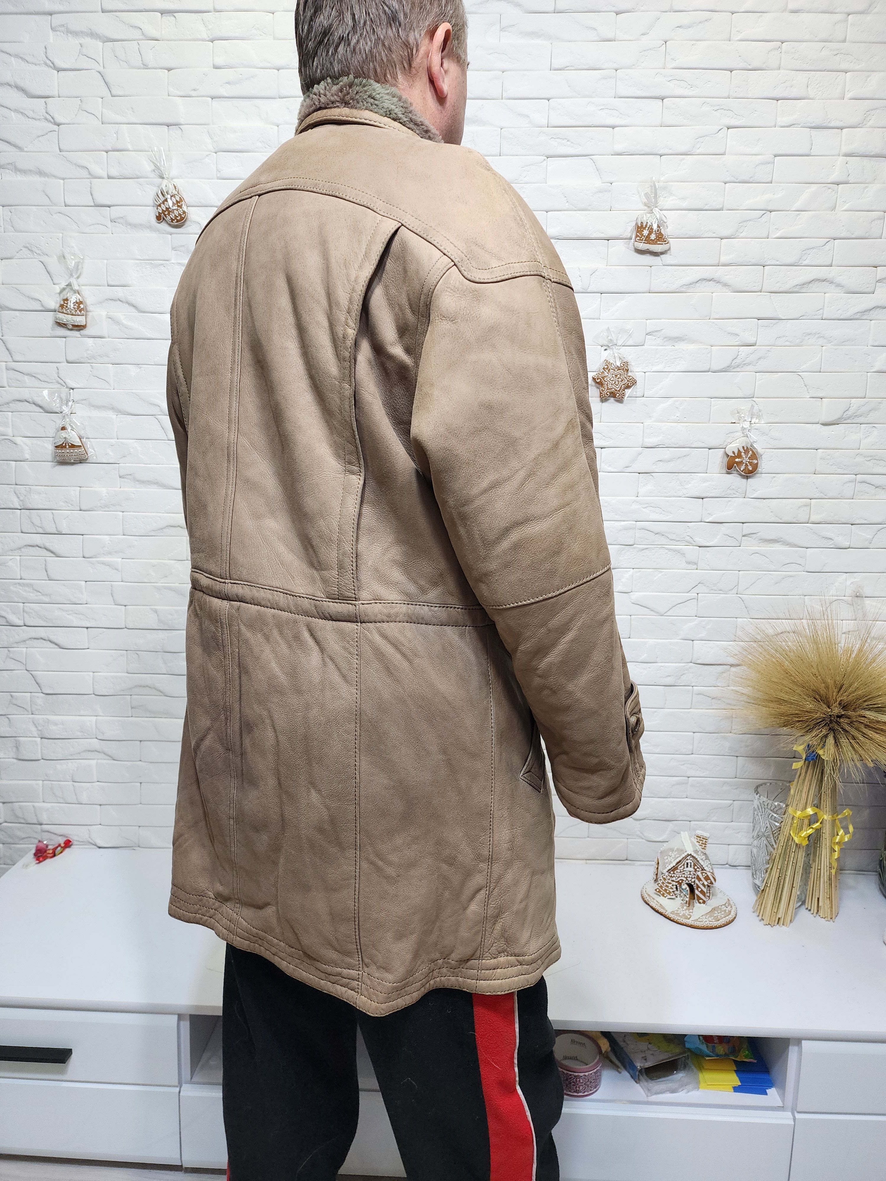 Furla Men's Brown Sheepskin Coat: Genuine Fur, Button Front Size US L / EU 52-54 / 3 - 7 Thumbnail