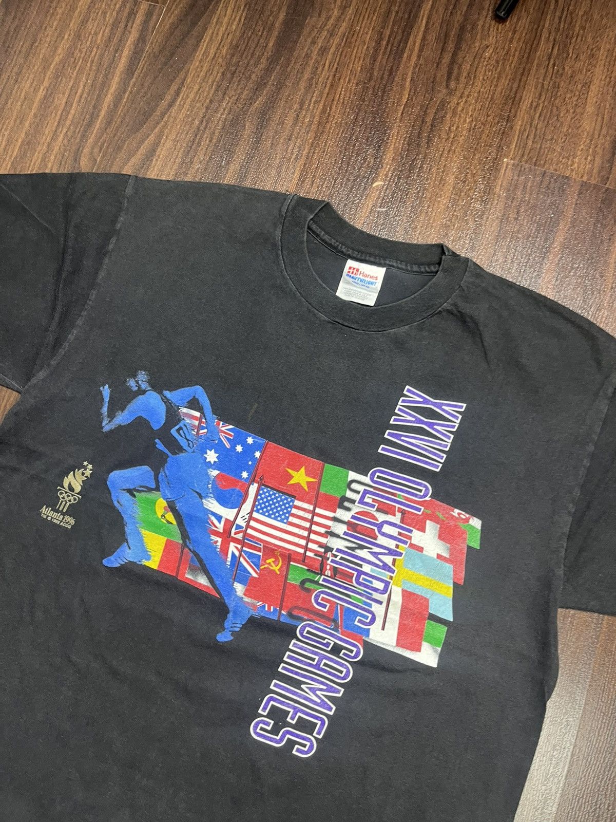 Hanes Hanes Atlanta 1996 XXVI Olympic Games black T-shirt L Size US L / EU 52-54 / 3 - 2 Thumbnail