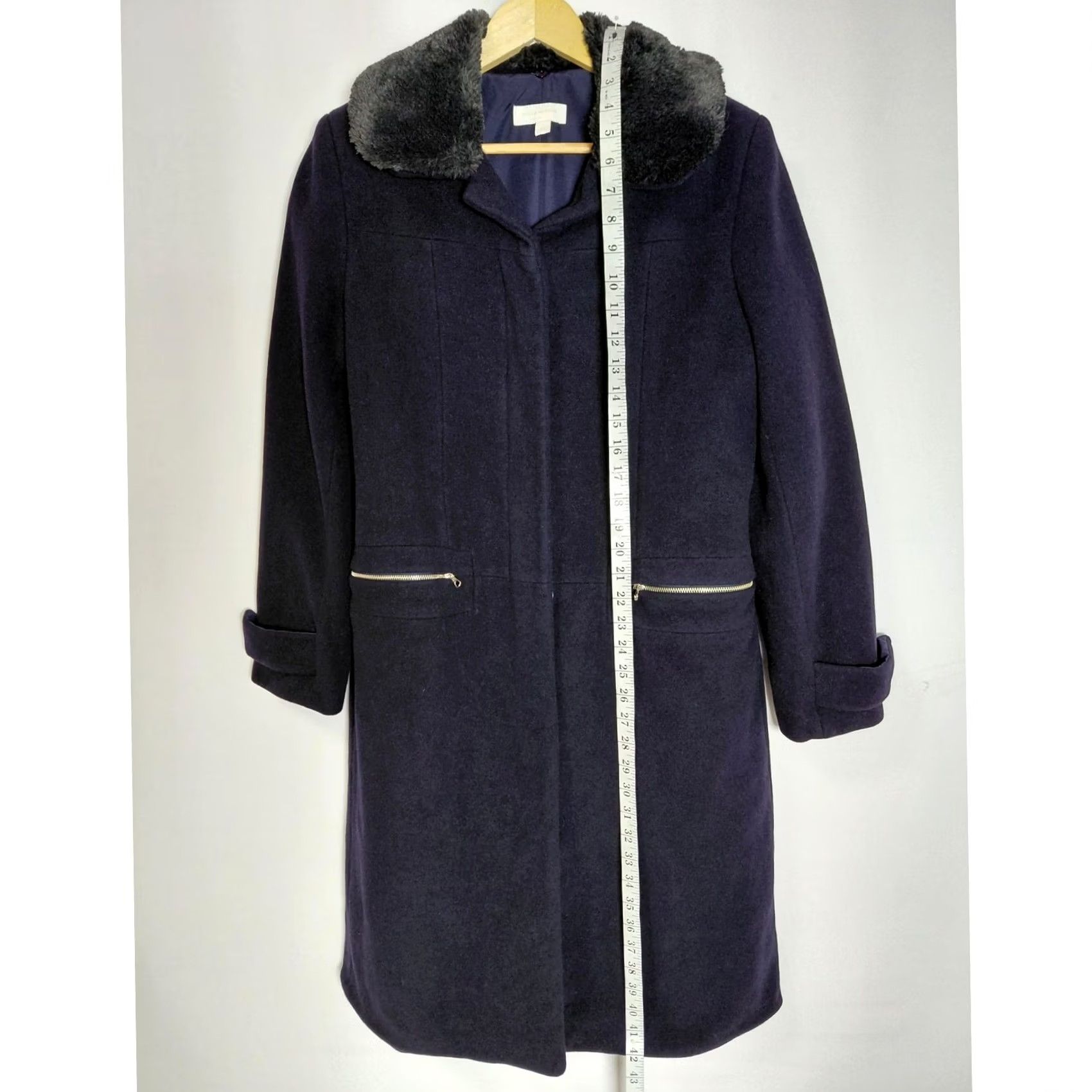 Vintage Mila Schön Navy Knit Women Coat Regular Size 46 Fur Trim Size L / US 10 / IT 46 - 7 Thumbnail
