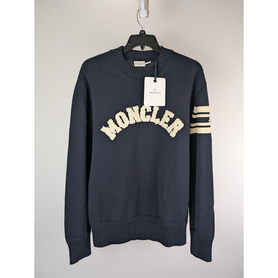 Moncler o1rshd1 Girocollo Tricot Sweater in Navy Size US XXL / EU 58 / 5 - 8 Thumbnail