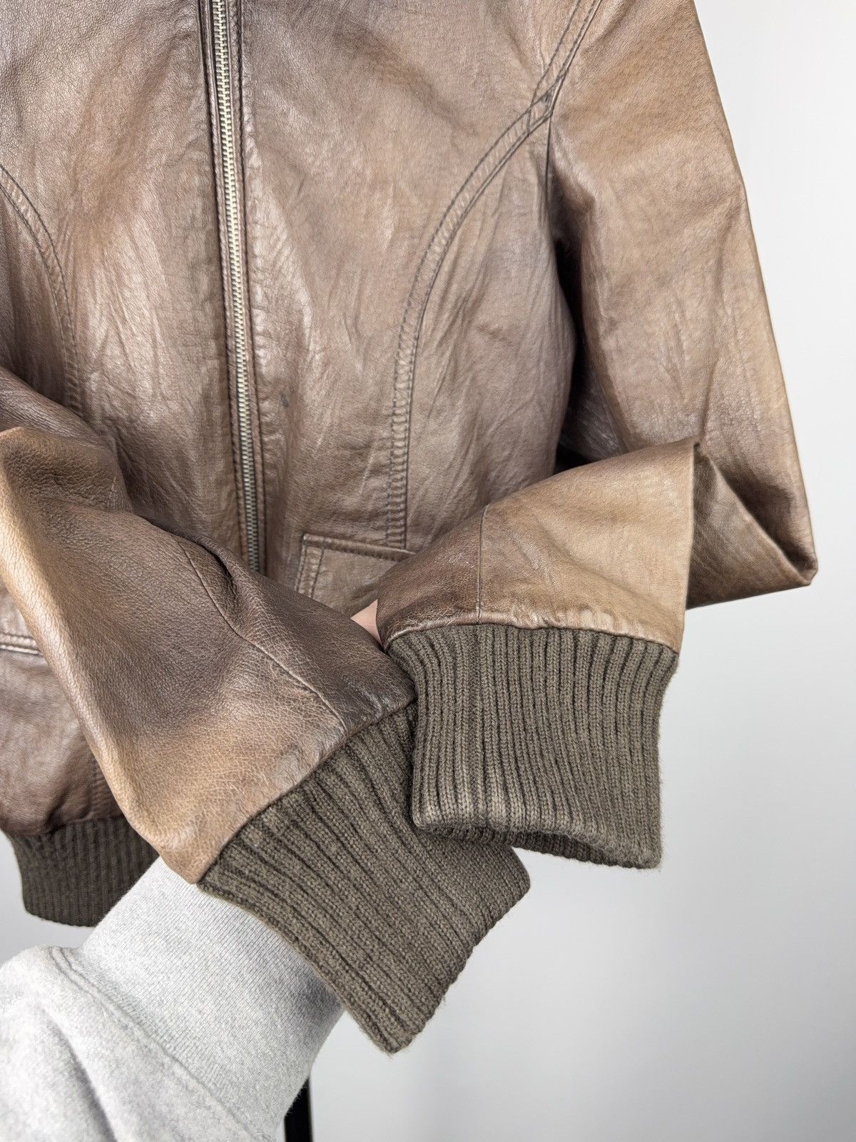 Japanese Brand 90s Retro Avant Garde Brown Leather Hooded Aviator Jacket Size XS / US 0-2 / IT 36-38 - 10 Thumbnail