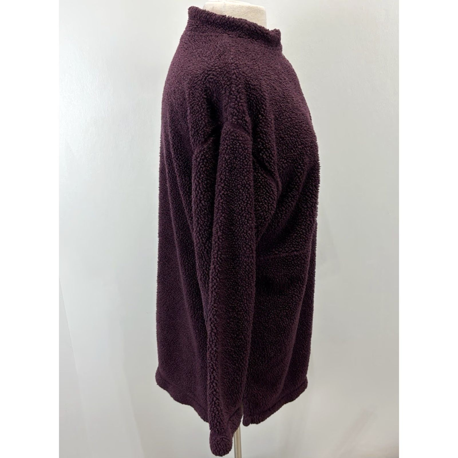 Vintage VINTAGE L.L. Bean Fleece Pullover Sweater Medium Burgundy USA 1/2 Button Womens Size M / US 6-8 / IT 42-44 - 4 Thumbnail