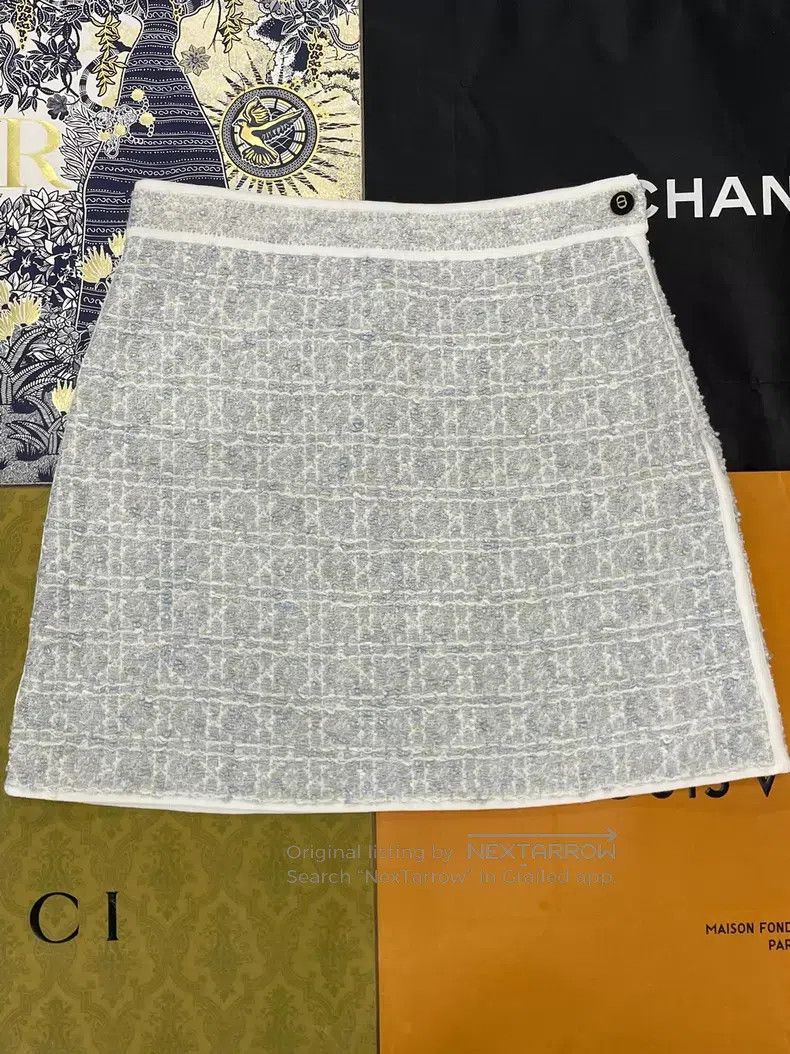 Dior Dior Blue tweed plaid skirt Size 26" / US 2 / IT 38 - 1 Thumbnail