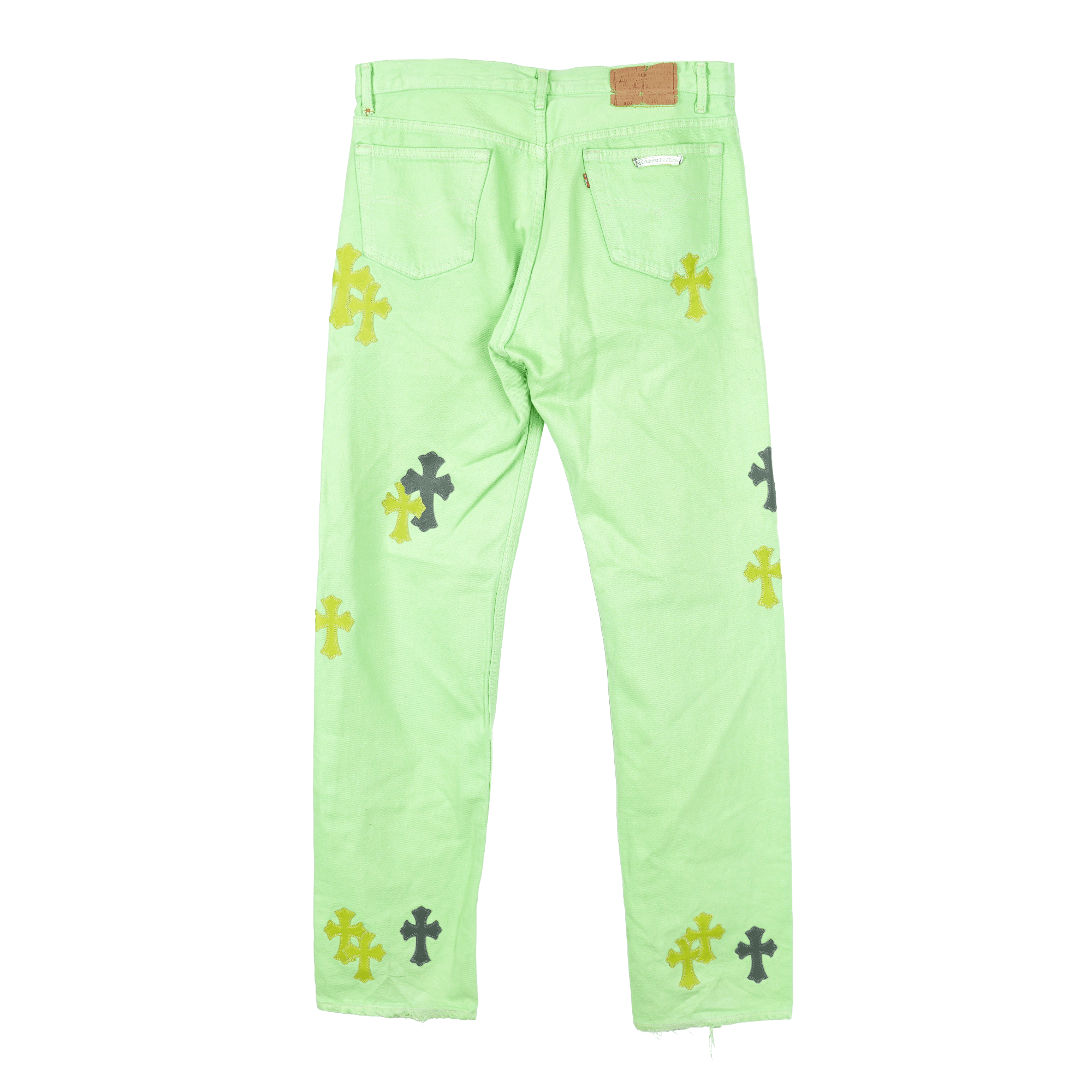 Chrome Hearts CHROME HEARTS GREEN SEX RECORDS CROSS PATCH JEANS Size US 33 - 2 Thumbnail