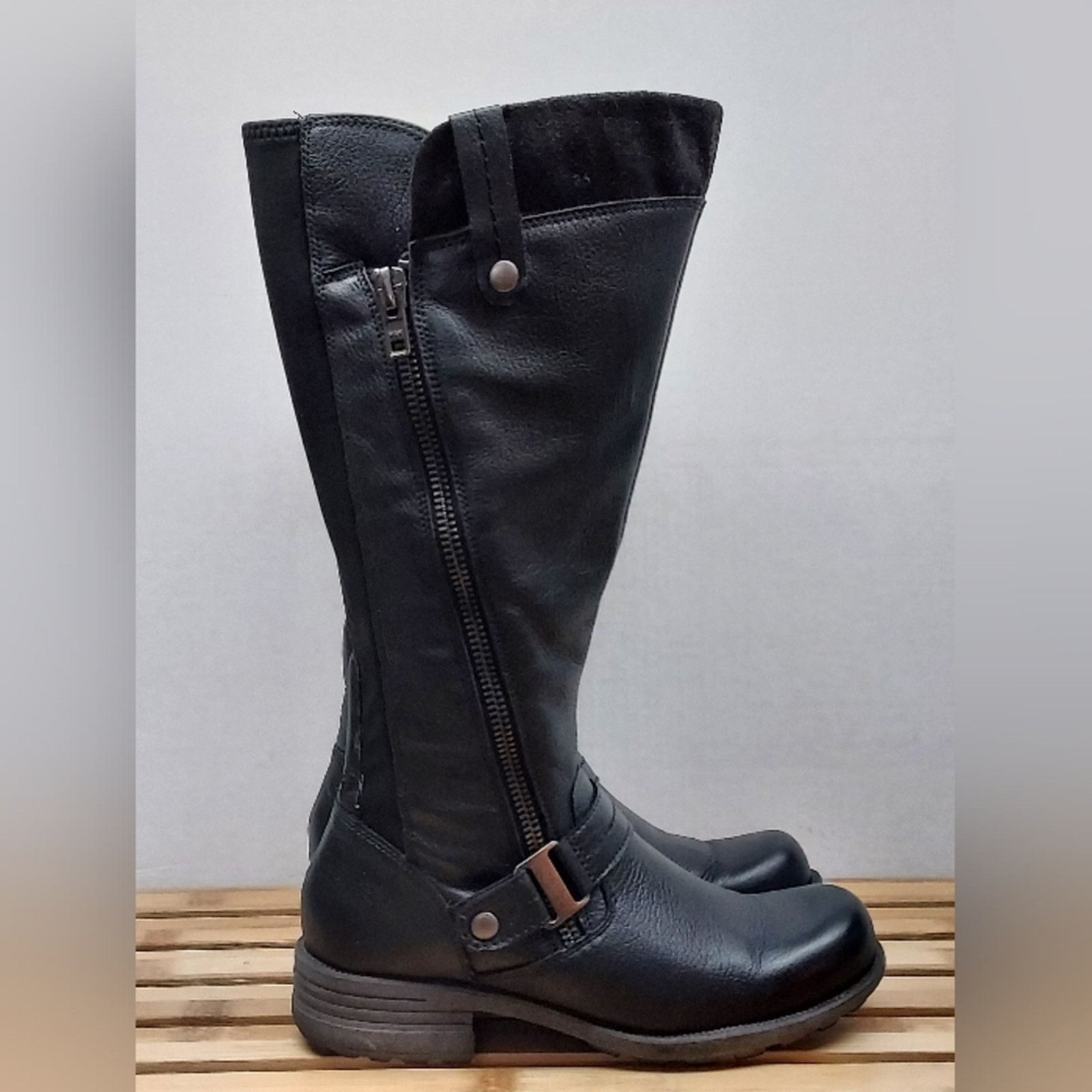 Other Earth Origins Black Leather Knee Boots Size 8.5 Wide Shaft Size US 8.5 / IT 38.5 - 6 Thumbnail
