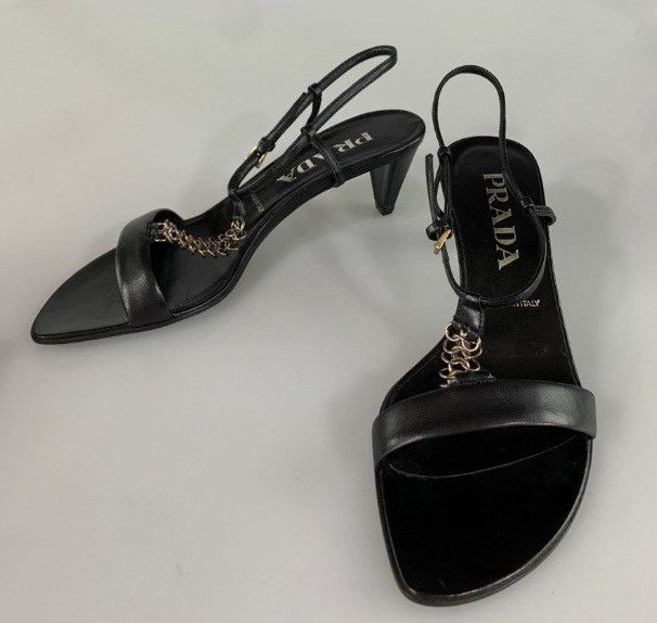 Prada Prada Black Metal T-Strap Slingback Y2K Vintage 6.5 New Box Size US 6.5 / IT 36.5 - 4 Thumbnail