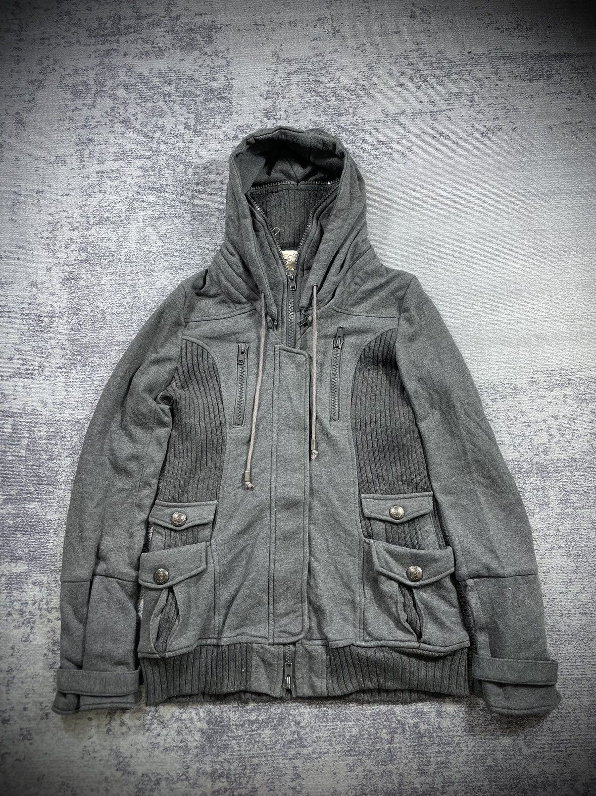 Japanese Brand L.G.B Style Goth Zip Hoodie Detachable Sleeve Japan