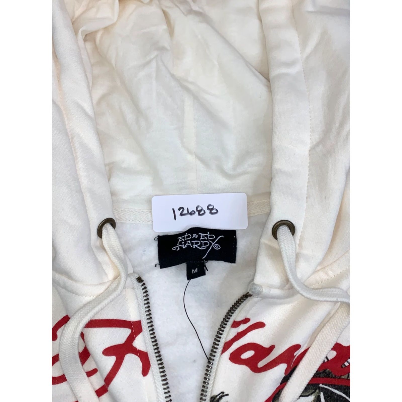 Ed Hardy NWOT Ed Hardy Horse Hoodie Womens M Ivory Zip Full Zip Hooded Lamp Logo 12688 Size M / US 6-8 / IT 42-44 - 3 Thumbnail