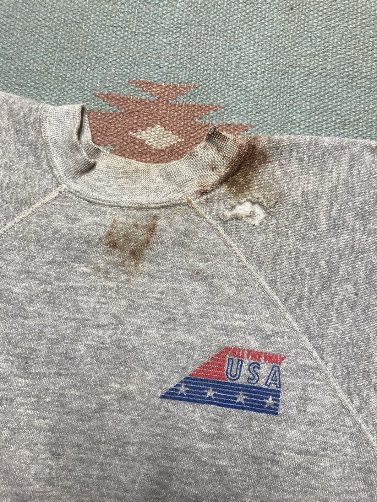 Vintage 70s crewneck sweatshirt all the way USA Olympics distress S Size US S / EU 44-46 / 1 - 3 Thumbnail