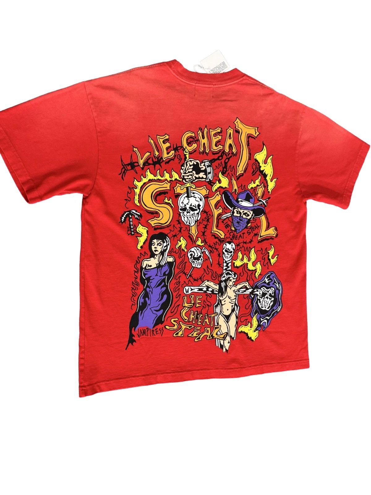 Warren Lotas "Warren Lotas Lie Cheat Steal Short Sleeve Tee Shirt Red Size US L / EU 52-54 / 3 - 9 Thumbnail