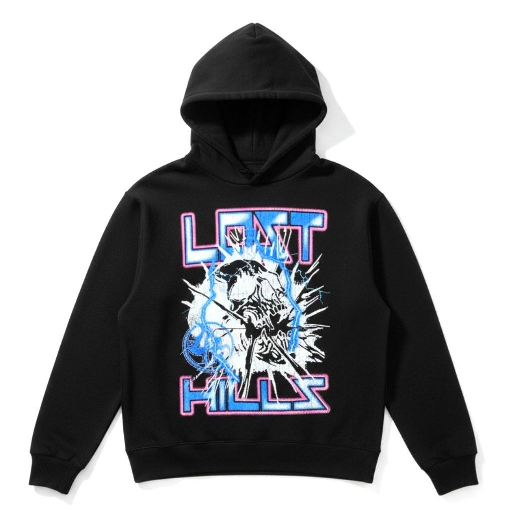 Lost hills Lost Hills Electric Skull Black Heavyweight Hoodie [Size XL] Size US XL / EU 56 / 4 - 1 Thumbnail