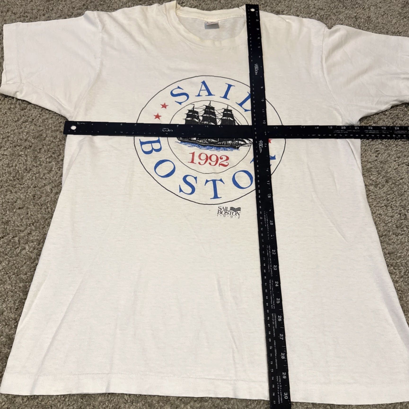 Vintage VINTAGE Boston Massachusetts Sail Boat Art White T-Shirt Large Mens Regular L White 1992 Shirt Size US L / EU 52-54 / 3 - 5 Thumbnail