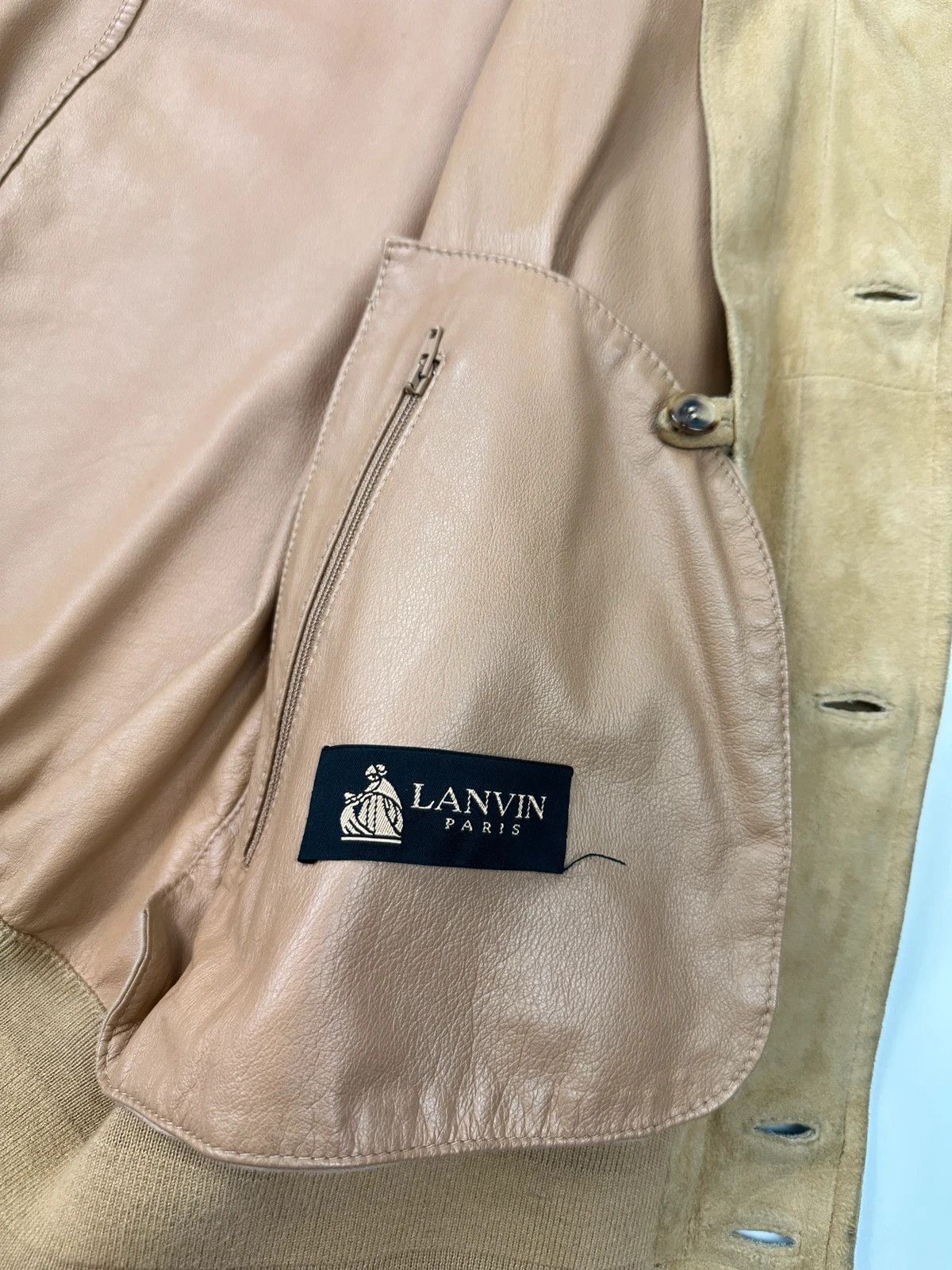 Lanvin Lanvin Paris 90s Beige Suède Leather Bomber Button Up Jacket Size US M / EU 48-50 / 2 - 9 Thumbnail