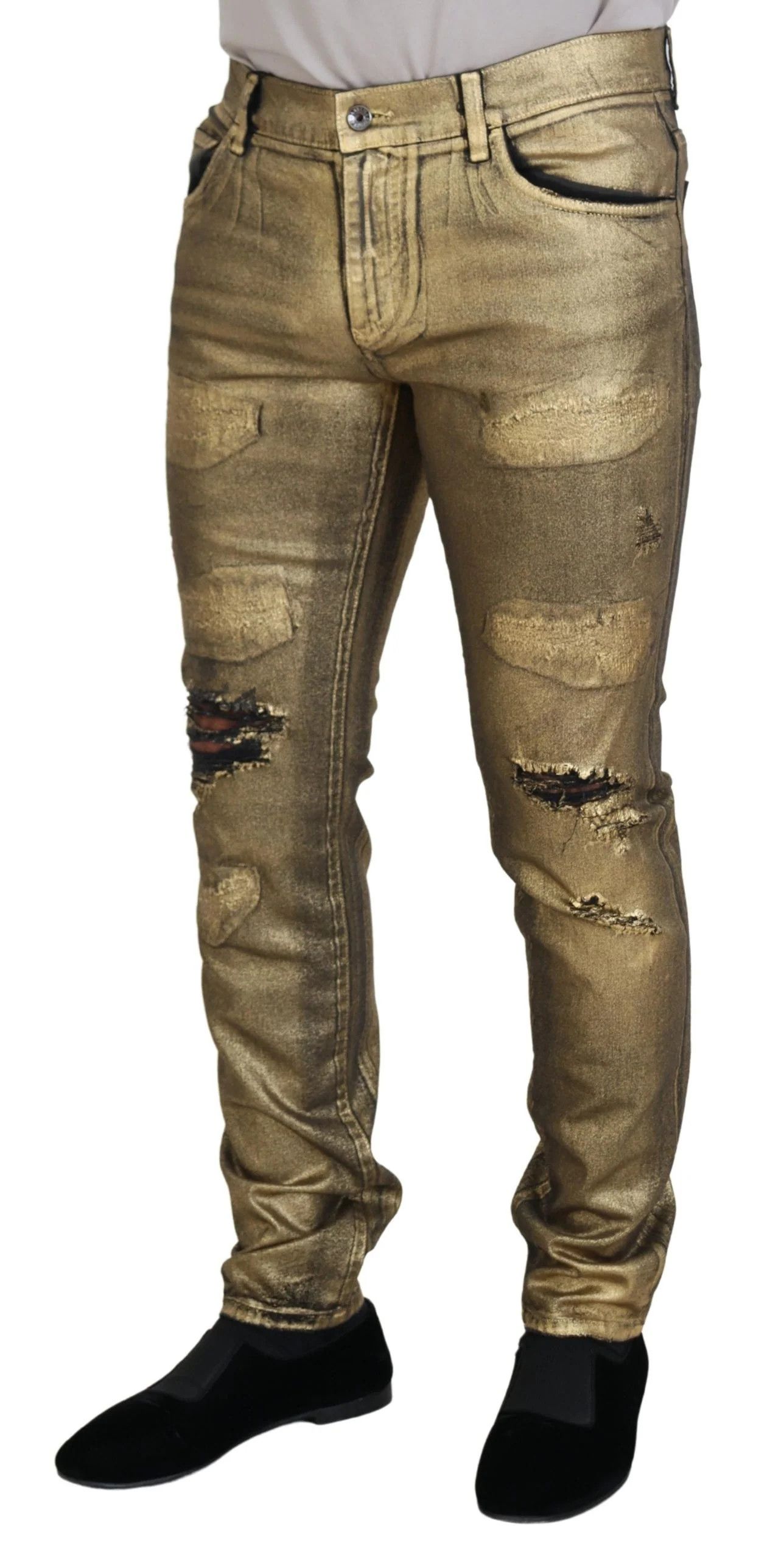 Dolce & Gabbana o1y0125 Logo Jeans in Gold Size US 36 / EU 52 - 2 Thumbnail