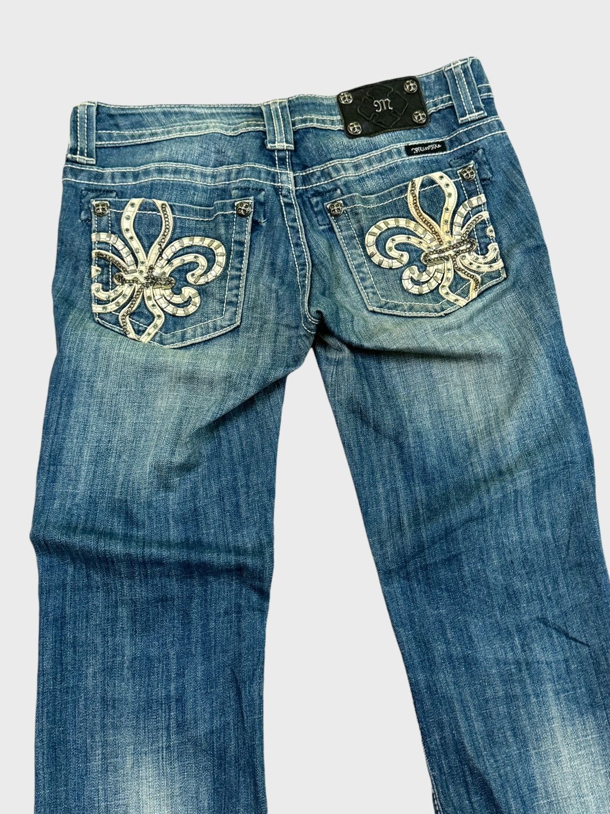 If Six Was Nine FLARE MISS ME CLAW MARK STUDDED CHAIN DENIM Size US 30 / EU 46 - 9 Thumbnail