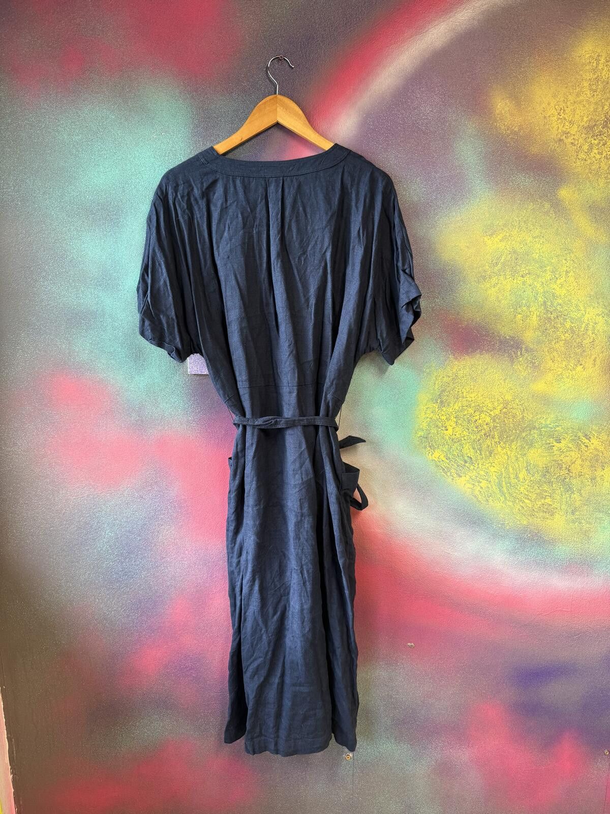 Other Whistles Navy Linen Belted Midi Dress SizeUK 16 Size XL / US 12-14 / IT 48-50 - 5 Thumbnail