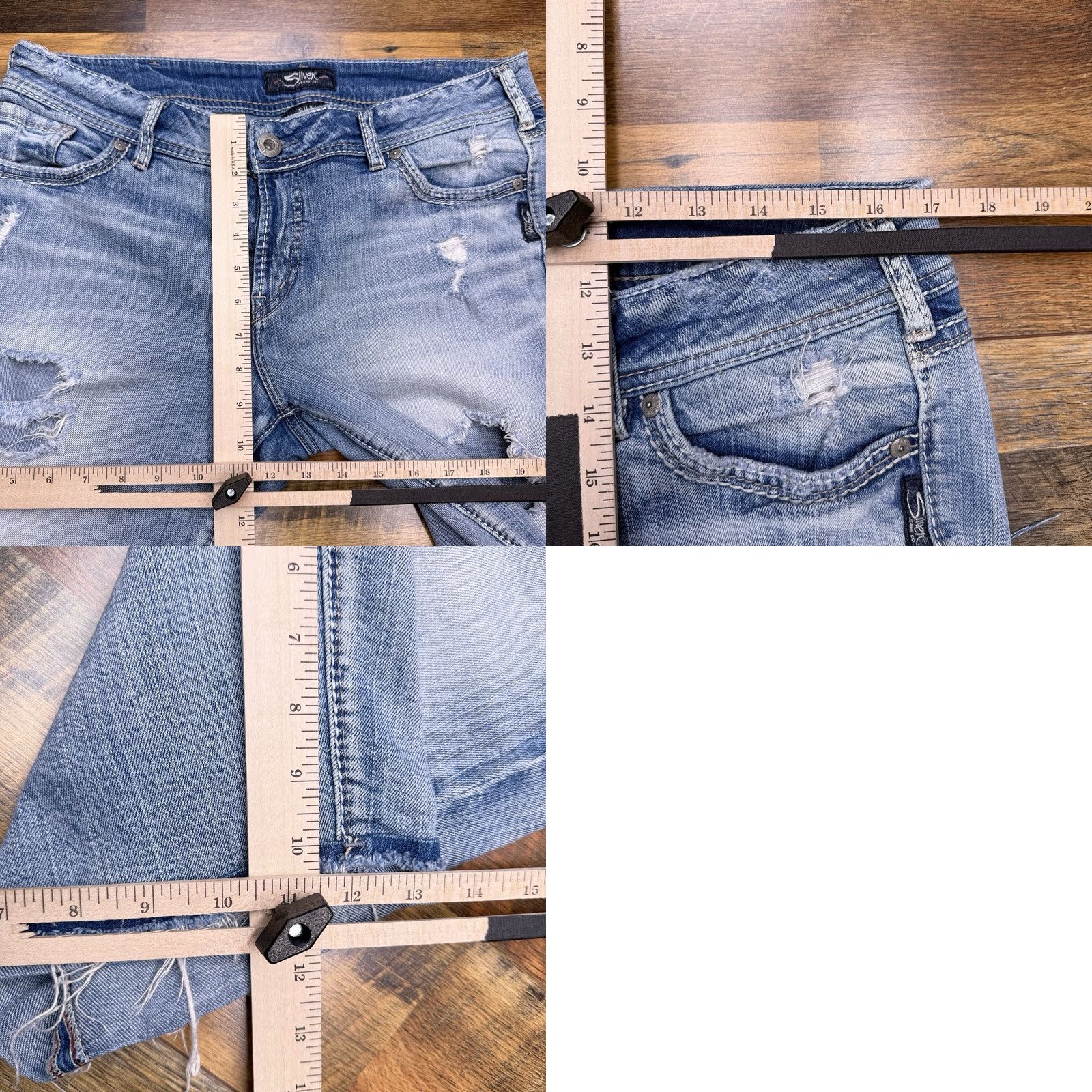 Silver Jeans Co. Silver Jeans Bermuda Shorts Womens W33 L11 Mid Rise Stretch Denim 5-Pocket Blue Cotton Elastane Regular Summer Size 24" / US 00 / IT 34 - 8 Thumbnail