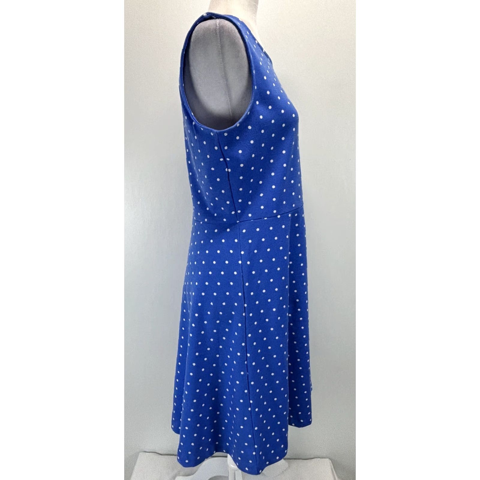 Talbots Talbots Dress Sleeveless Polka Dot Womens L Blue Fit & Flare Knee Length Casual Travel Size L / US 10 / IT 46 - 4 Thumbnail