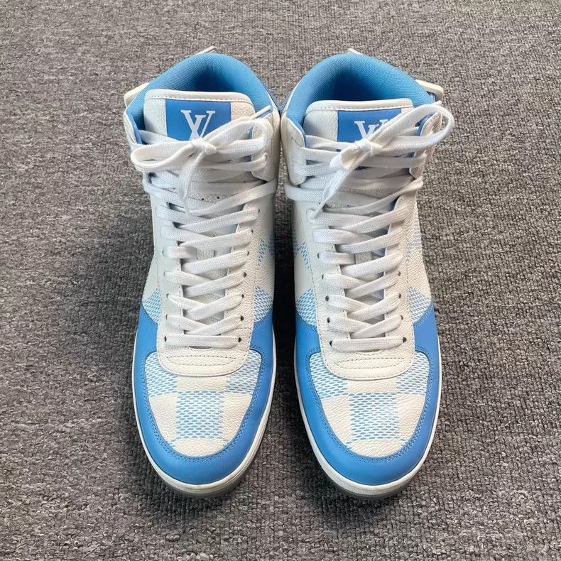 Louis Vuitton Louis Vuitton White and Blue New Checkerboard Shoes Size US 7.5 / EU 40-41 - 2 Thumbnail