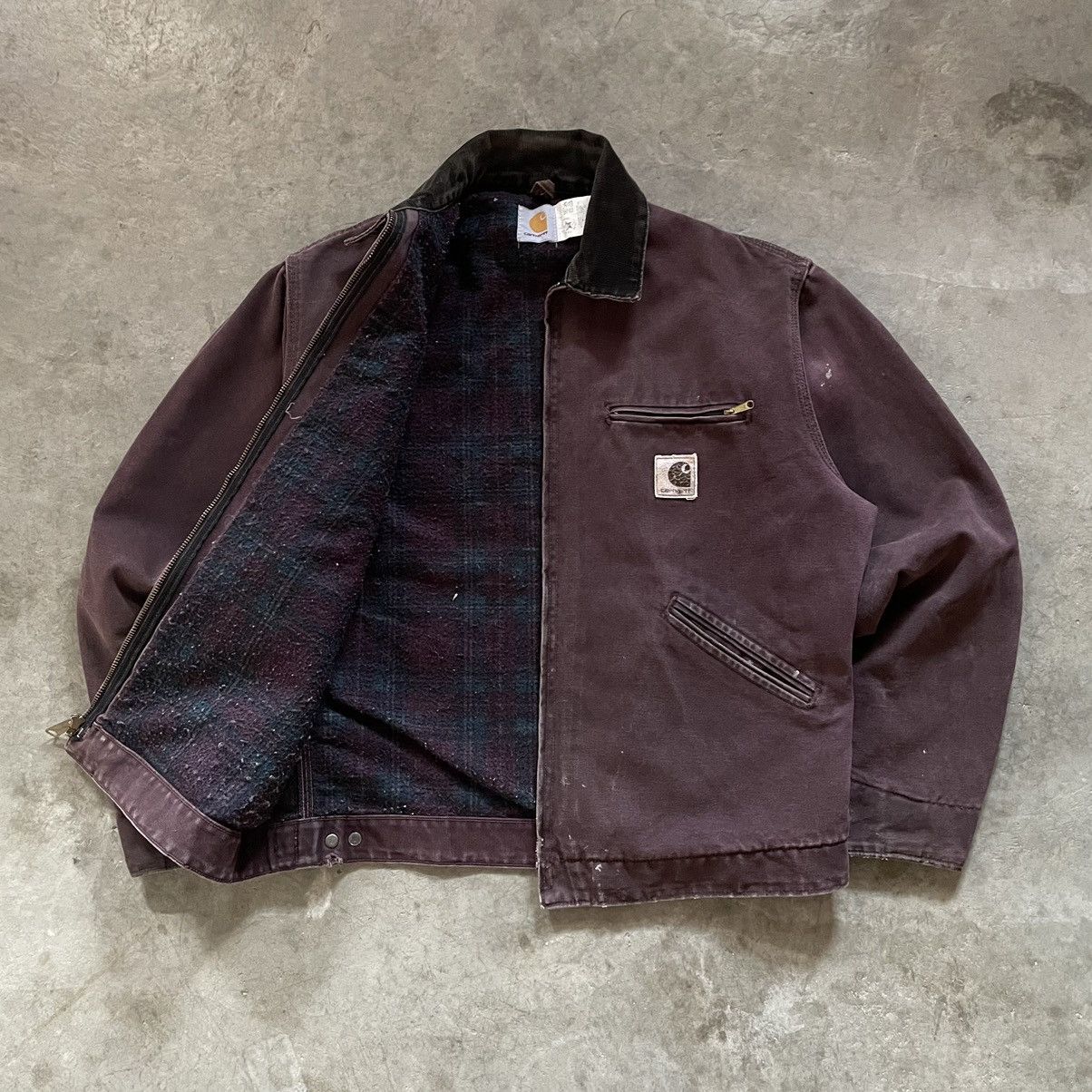 Carhartt × Vintage 90s Distressed Carhartt Detroit Jacket J43BRG Burgundy Size US M / EU 48-50 / 2 - 5 Thumbnail