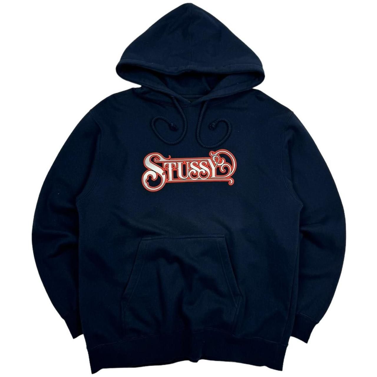 image of Vintage Stussy Hoodie in Navy Red, Men's (Size Small)