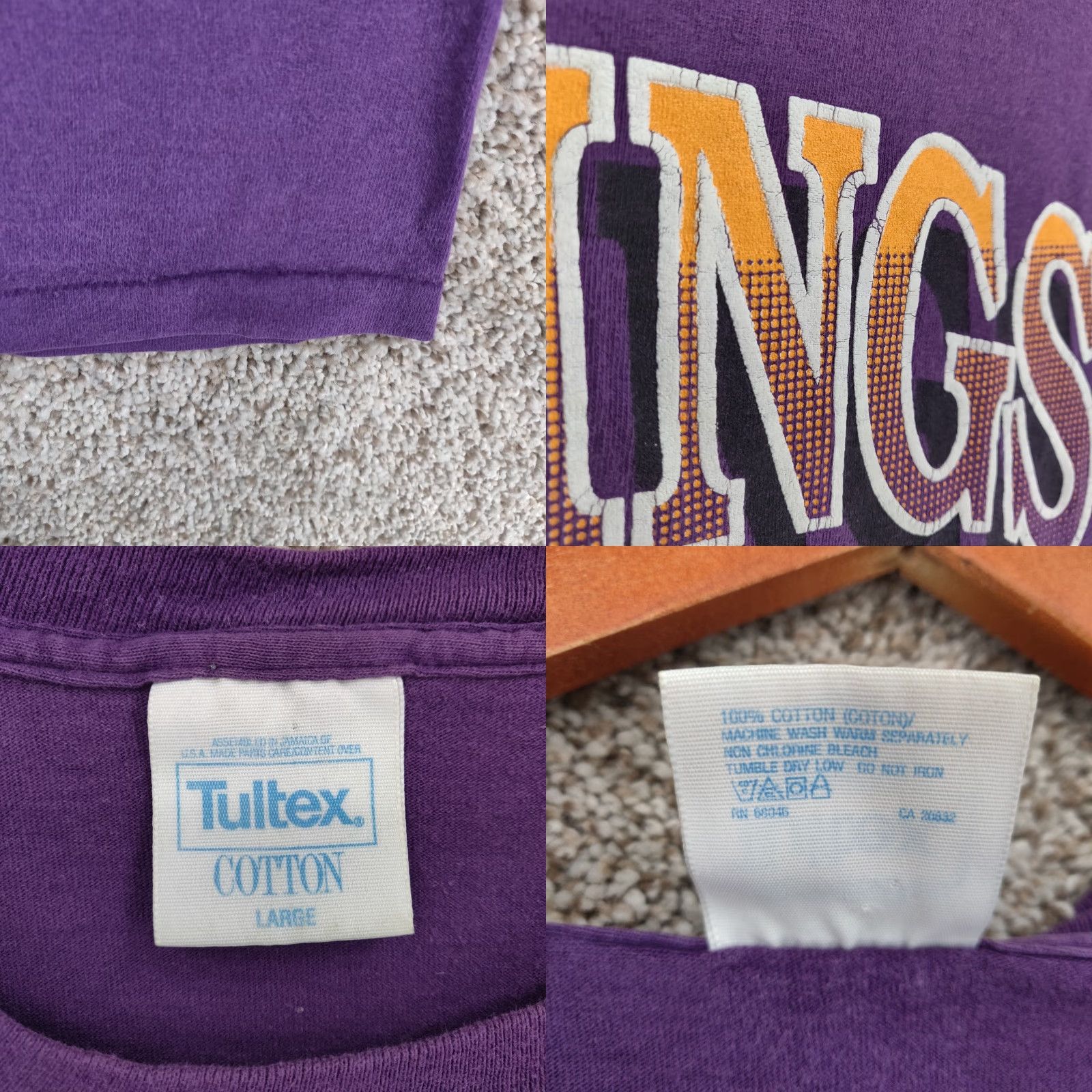 Tultex Vintage Minnesota Vikings T-Shirt Men Large Purple NFL 90s Football Cotton Logo NFL USA Size US L / EU 52-54 / 3 - 8 Thumbnail